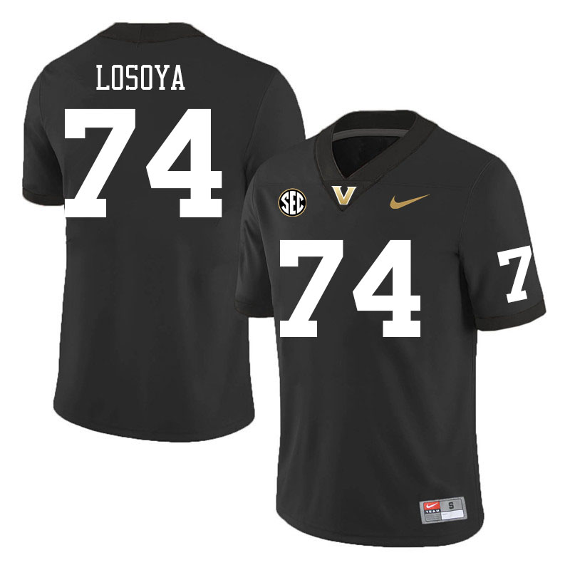 Vanderbilt Commodores #74 Steven Losoya College Football Jerseys Stitched Sale-Black